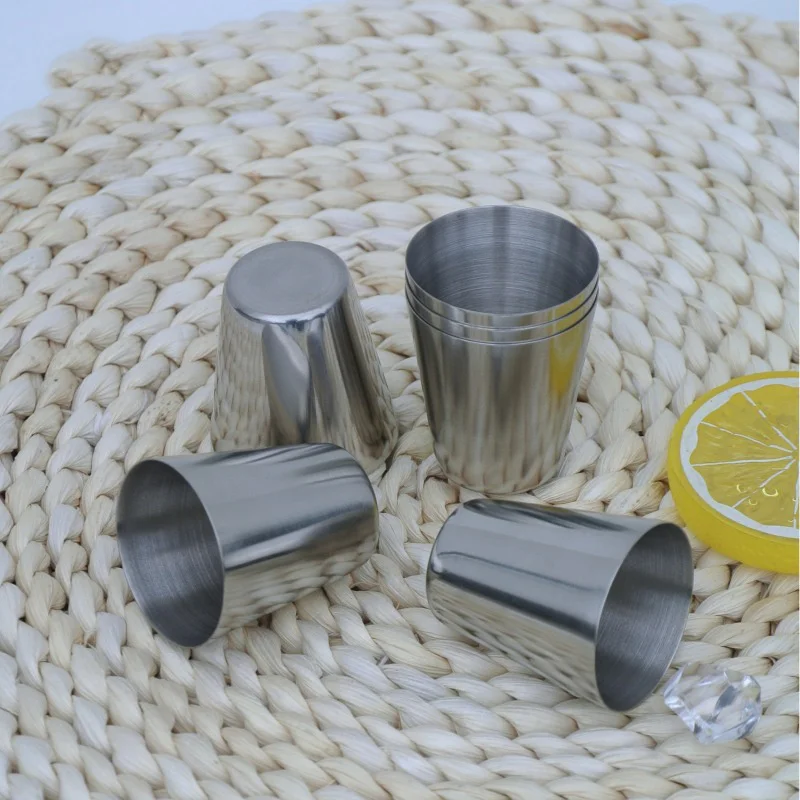 1/4 Stuks 30Ml Outdoor Praktische Roestvrijstalen Bekers Mini Set Glazen Voor Whisky Wijn Met Case Reizen Draagbaar Wijnglas
