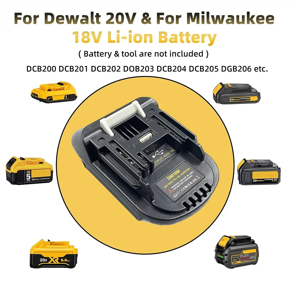 Akku-Adapter DM18M für Makita 18V-Werkzeuge, für Dewalt 20V und für Milwaukee M18 18V Akku für Makita 18V Akku-Werkzeuge