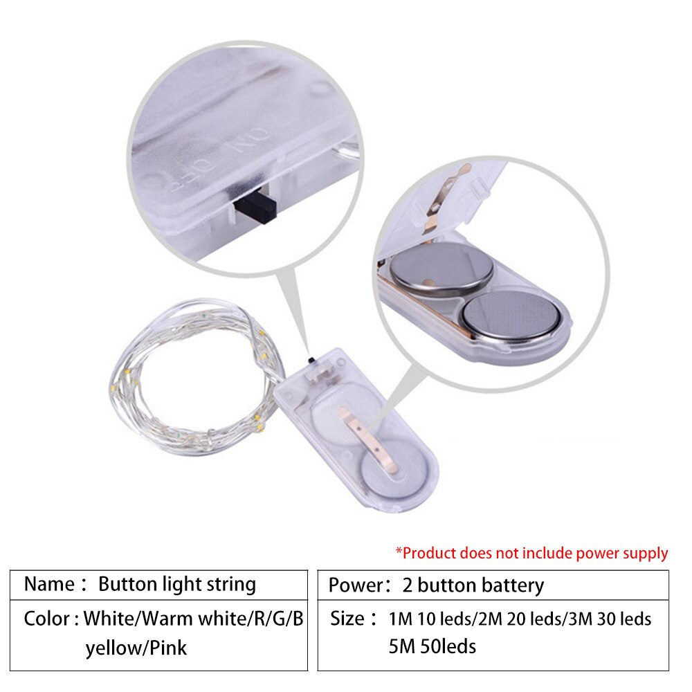 1M 2M 3M 5M Waterdicht zonder batterij Fairy Light LED Mini Kerst Licht Koperdraad String licht Voor Bruiloft Garland Party