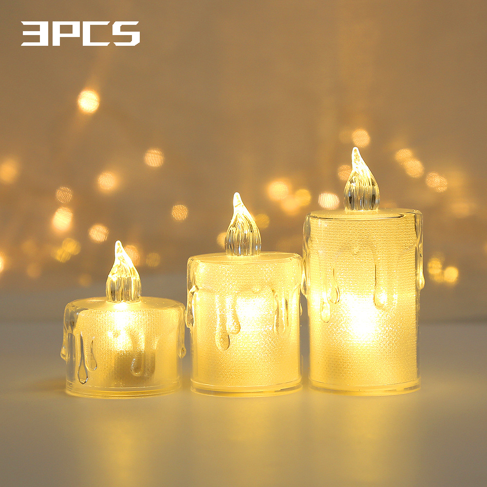 3 STKS Elektronische Kaars Verjaardagsfeestje Viering Romantische Sfeer Decoratie LED Kerst Thanksgiving Mini Nachtlampje