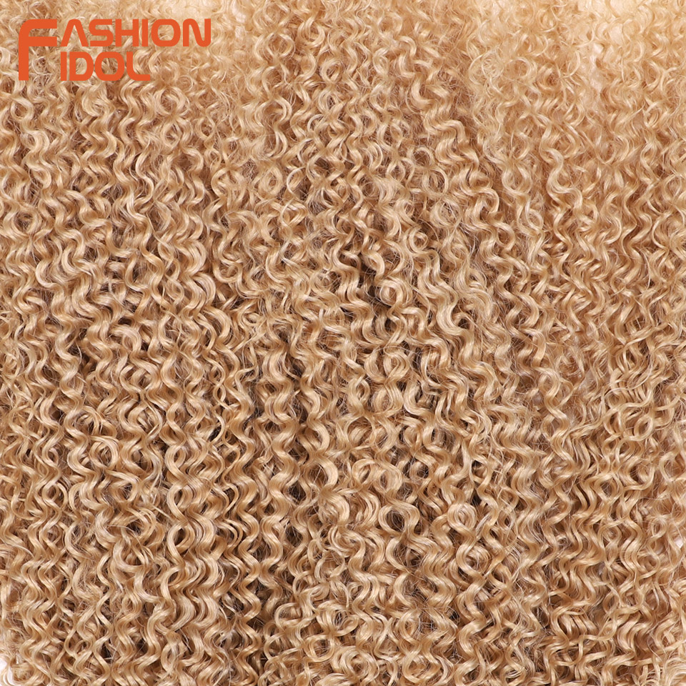 IDOL Afro Kinky Curly Hiukset Synteettinen Hiustenpidennys Ombre Blonde 20-24 Tuumaa 320g