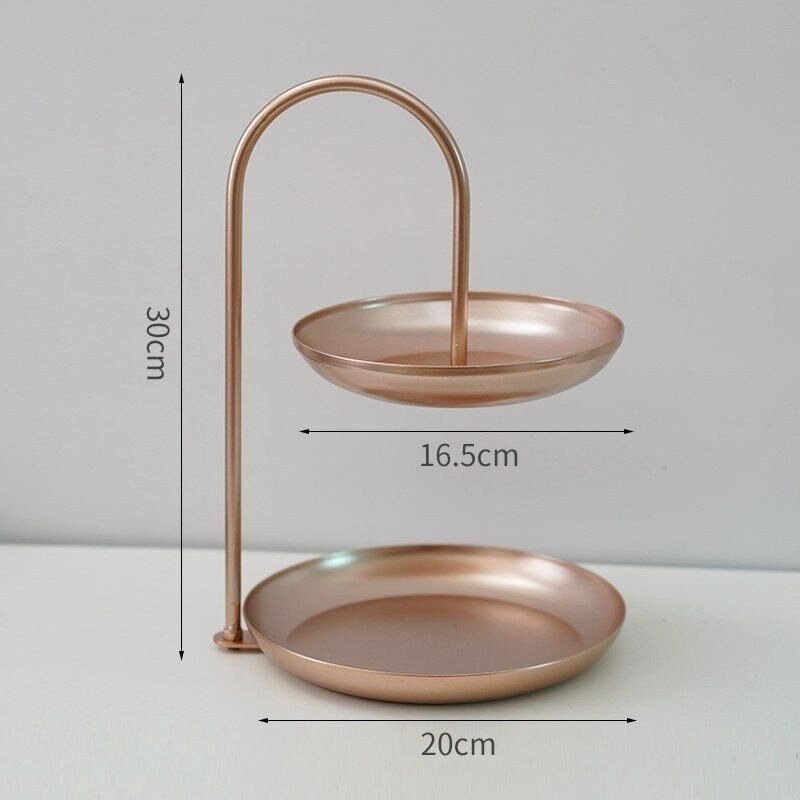 2-tier cake stand wedding plate party tableware baking tray plastic tray display stand jewelry storage tray baptism dinner set: Rose gold