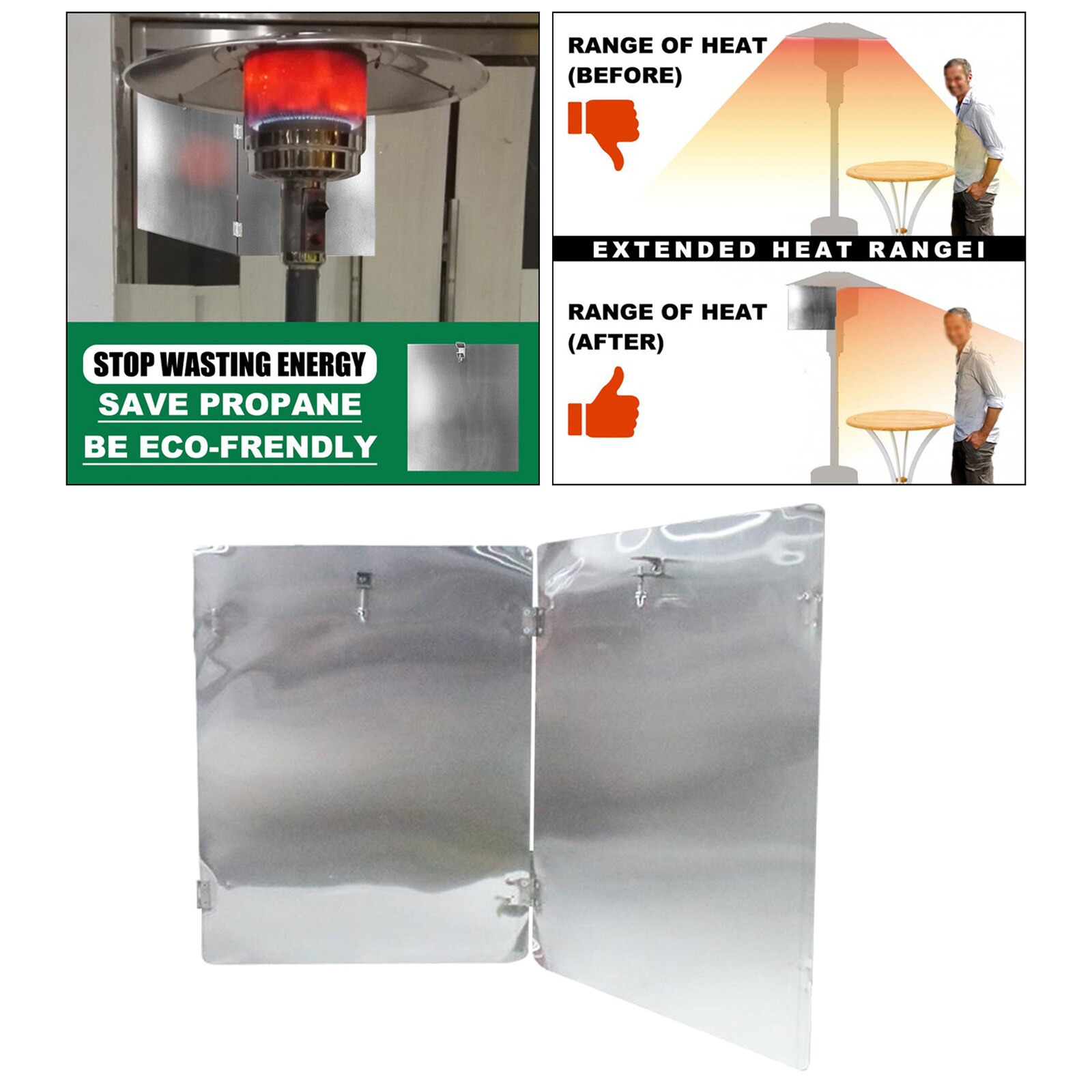 Opvouwbare Warmte Focus Reflector Patio Heater Opvouwbare Reflector Shield Engergy Besparen: 2pcs