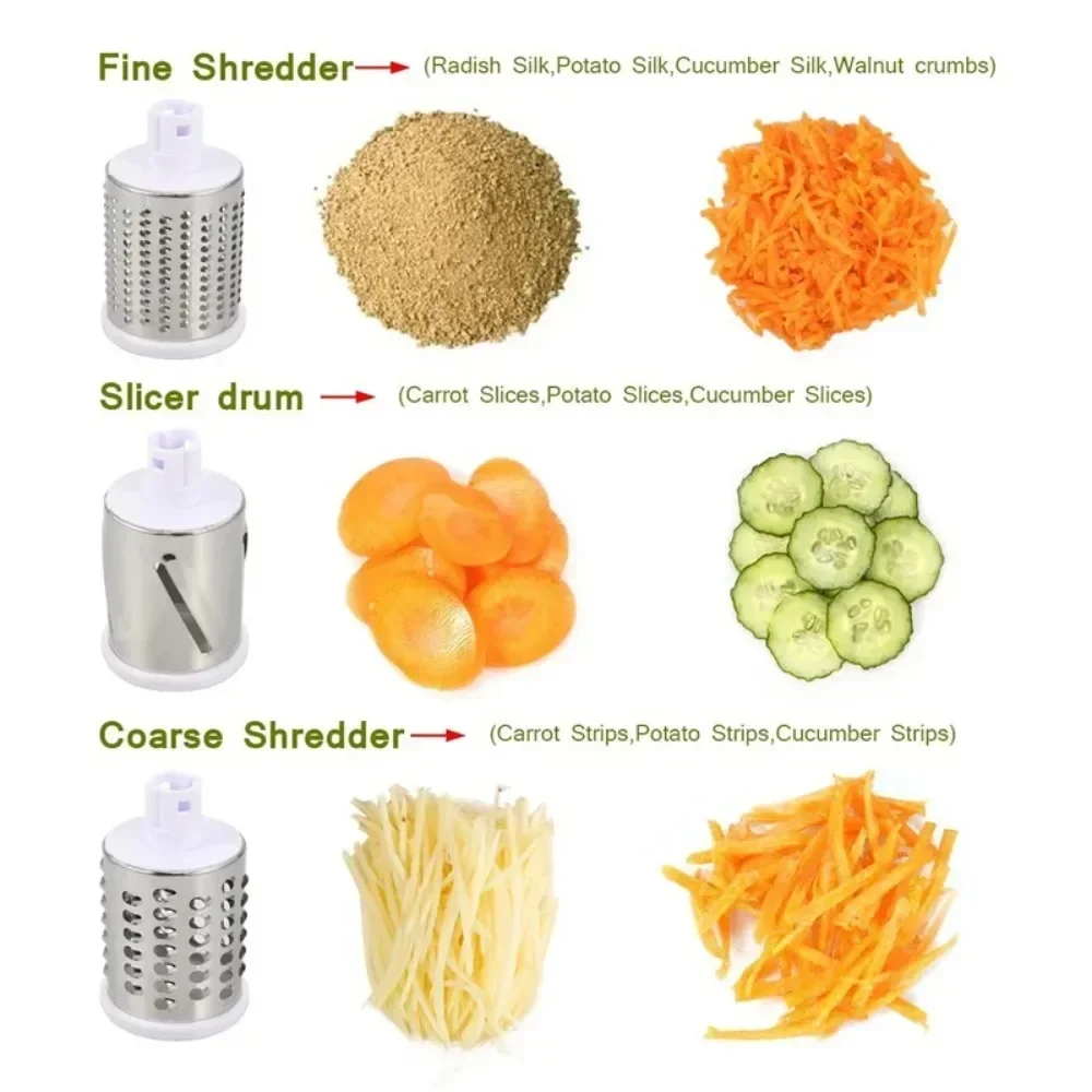 Gemüses ch neider & Slicer manuelle Küchen käse hack maschine mit 3 scharfen Fässern multifunktion aler Knoblauch kartoffel schredder