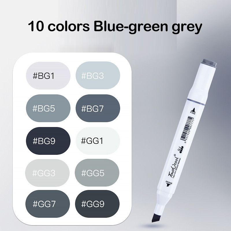 TOUCHNEW-marcador gris frío de 10/30 colores, juego de marcadores grises cálidos, marcador artístico a base de Alcohol de doble punta para dibujar Manga Mark, suministros de arte: Blanco