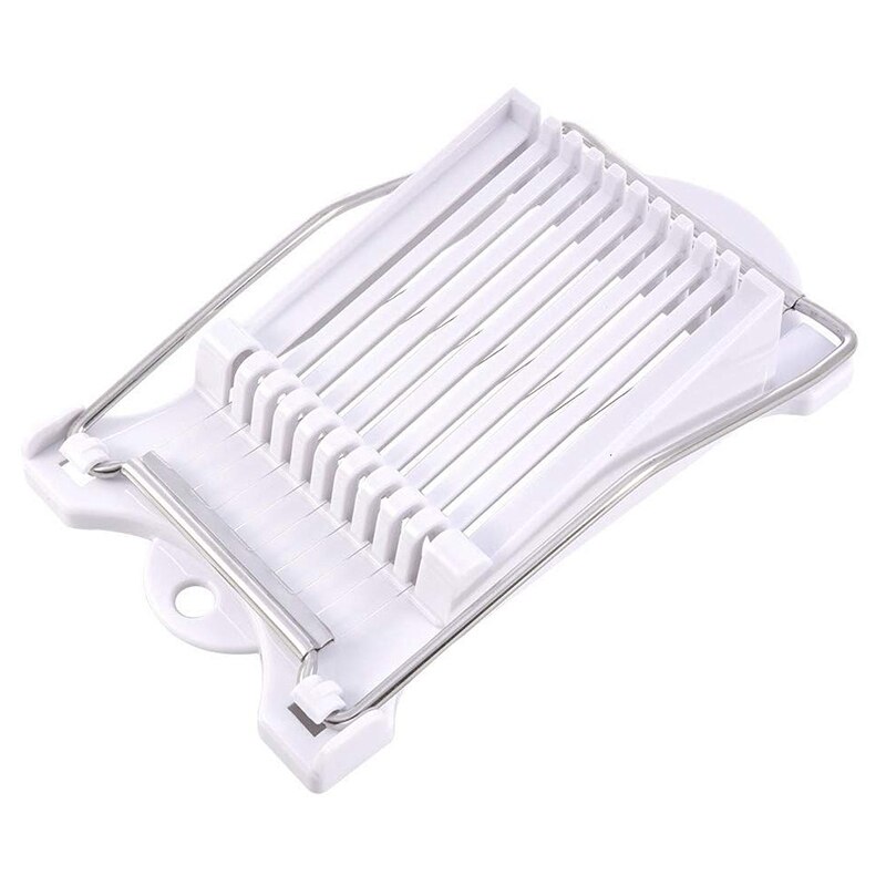 Stainless Steel Luncheon Meat Slicer Egg Fruit Sushi Soft Food Canned Meat Cutter with 10 Cutting Wire White