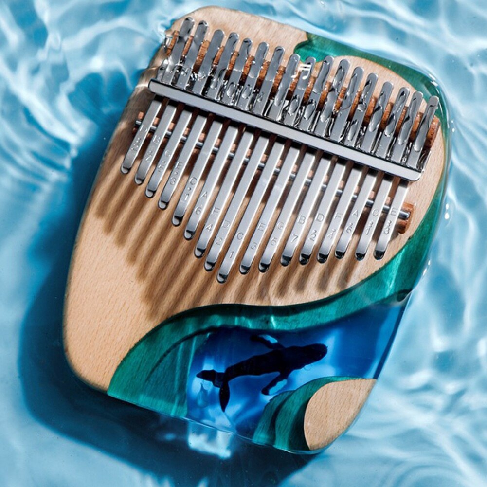 Hluru blue ocean kalimba 17 key whale thumb piano hand made flat board piano birthday music instrument