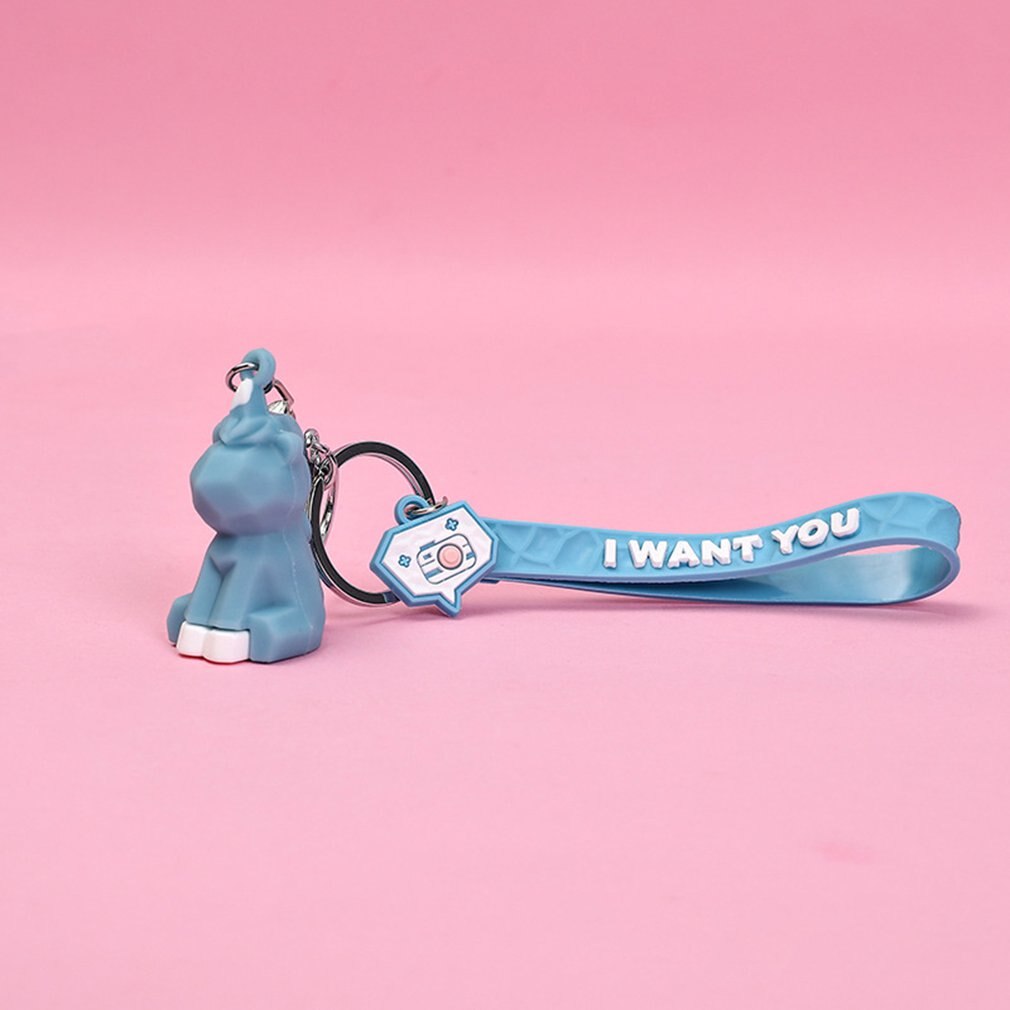 Pratique dessin animé géométrique coupe animal porte-clés pendentif mignon dinosaure panda voiture sac pendentif