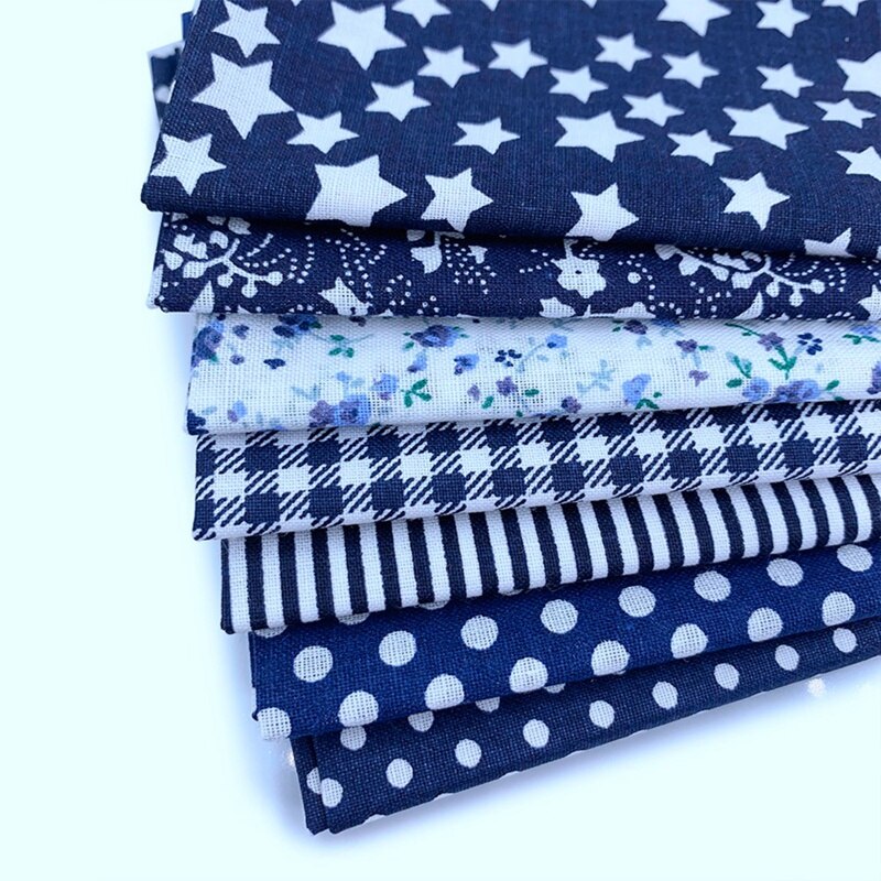 7Pcs Cotton Fabric Squares Bundle Patchwork Pre-Cut Quilt Squares for DIY Handmade Patchwork Cloth Bag Needlework