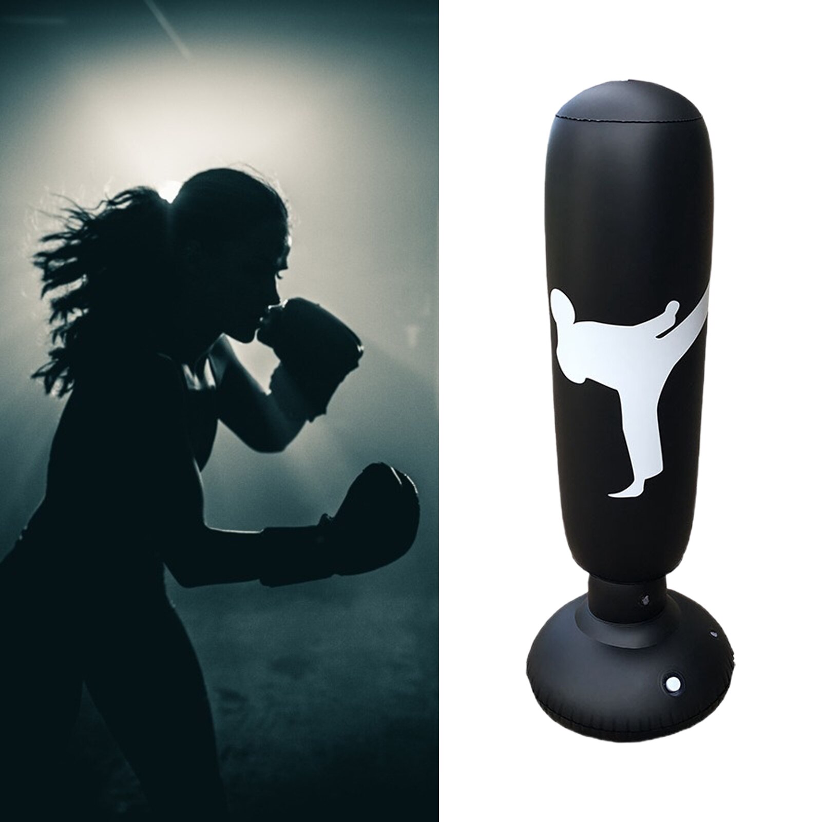 63 Inch Inflatable Punching Bag Boxing Sack for Kids Adults Karate Taekwondo