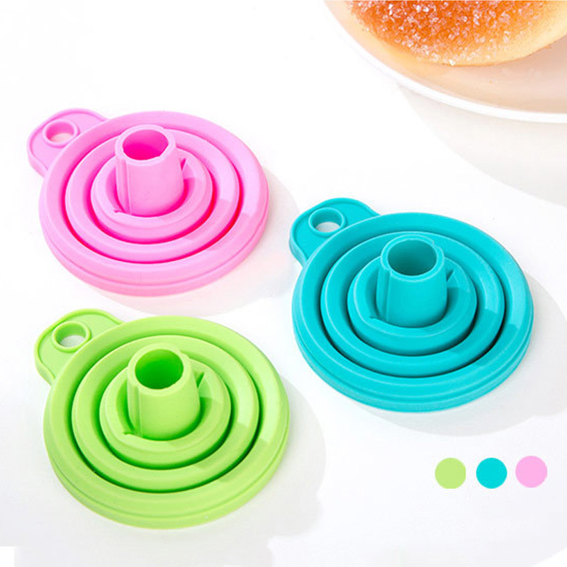 Mini Opvouwbare Trechter Silicone Inklapbare Trechter Opvouwbare Draagbare Trechters Worden Opgehangen Huishoudelijke Vloeibare Doseren Keuken Gereedschap