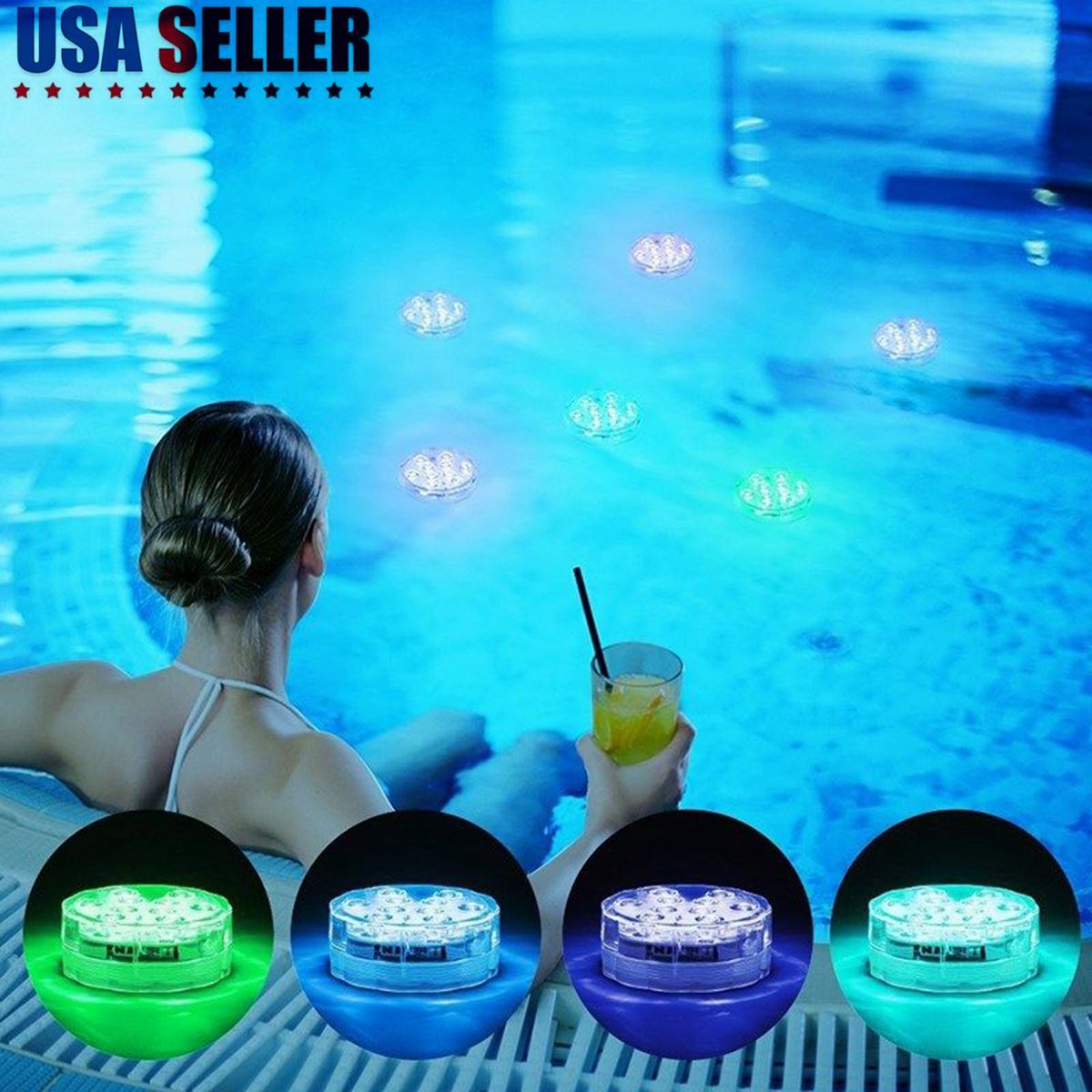 10LED Zwembad Verlichting Met Afstandsbediening 16 Verschillende Statische Kleuren Geschikt Voor Aquarium Vaas Base Vijver Garden Party Decor