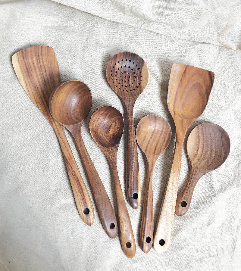 Holzlöffel Aus Akazienholz, 45,7 Cm Mit Schlitzen – Kochlöffel & Spatel Set, Hitzebeständig & Schonend