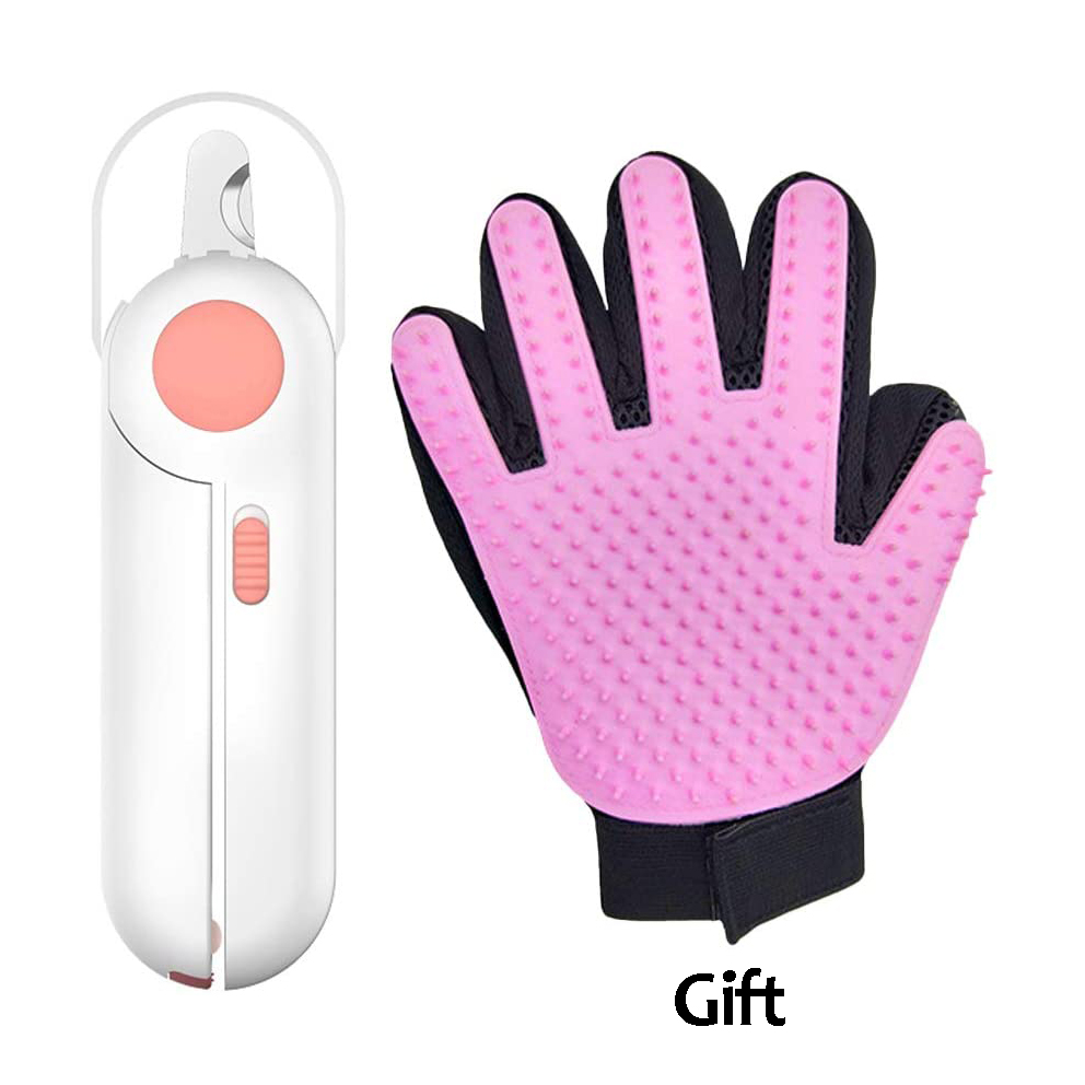 LED Light Dog and Cat Nail Clipper Pet Cat Cutter Cutting Machine Beauty Scissors Animal Cat Locks Pet Nail Trimmer: Pink