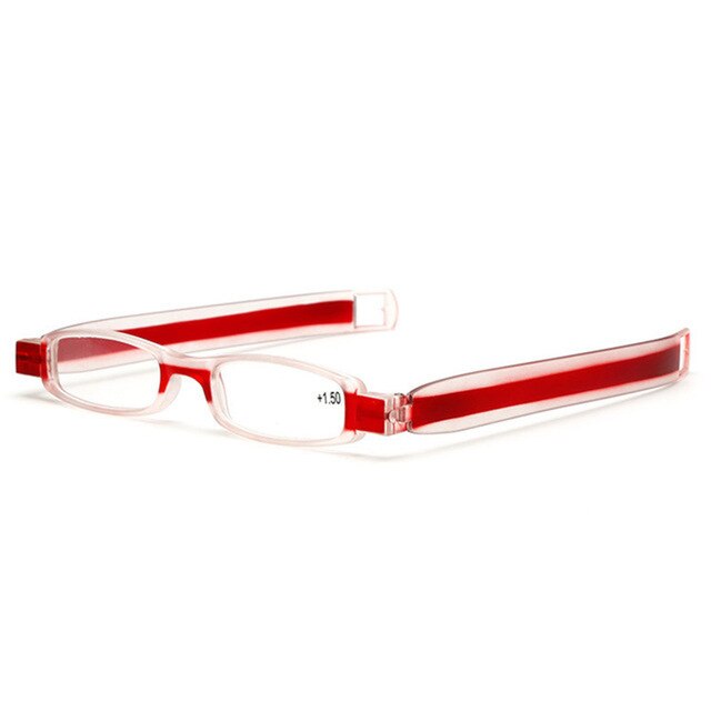 Nonor 360 Graden Rotatie Opvouwbare Leesbril Draagbare Brillen Mini Leesbril Presbyopie Verziendheid Bril Voor Mannen: +250 / red