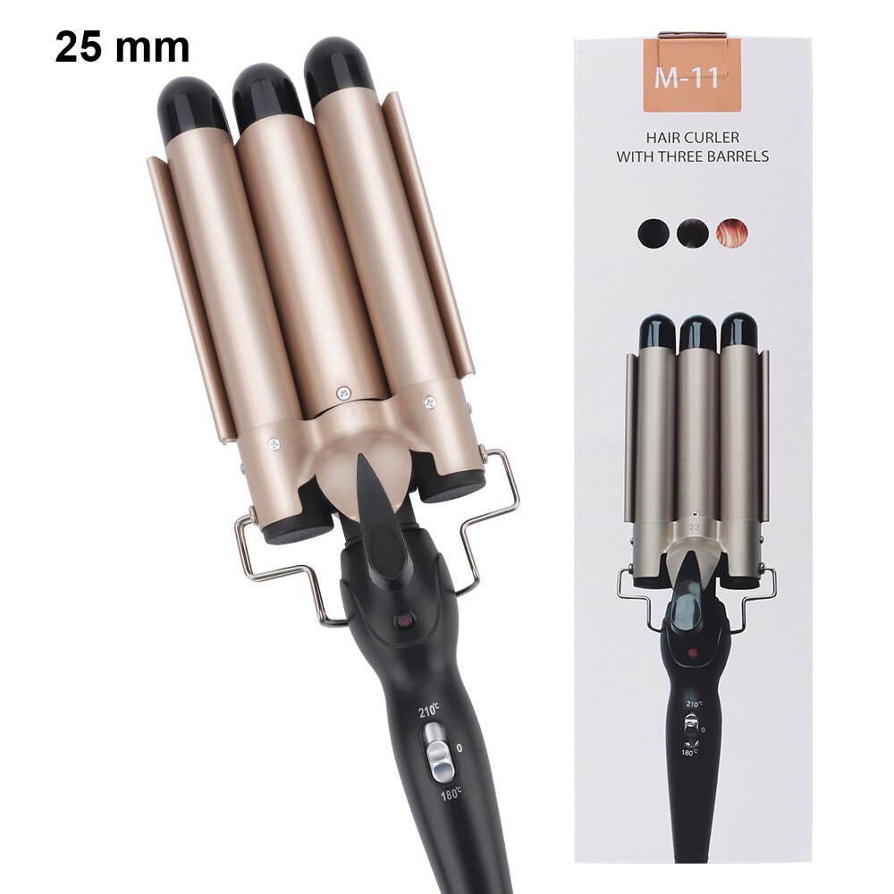 3 tubi di ferro arricciacapelli 25 32mm bigodini di capelli elettrici onda stile di capelli triplo barilotto rotolo di uova messa in piega dei capelli dispositivo di bellezza per capelli: 25mm / Gli Stati Uniti