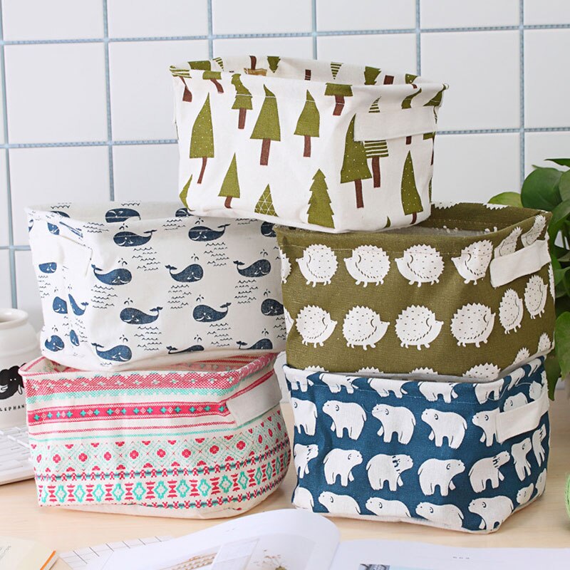 Torage Basket DIY Desktop Organize Folding Linen Toy Storage Box Sundries Underwear Cosmetic Organizer Laundry Basket