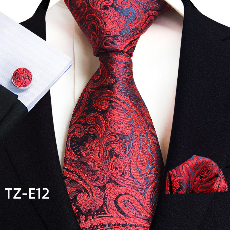 Gold Paisley Silk Ties For Men Luxury 8cm Royal Striped Necktie Pocket Square Cufflinks Set Jacquard Weave Tie Suit Accessories: Silver