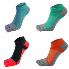 1 Paar Sport Sokken Mannen Vrouwen Comfortabele Dunne Vijf-Vinger Sokken Sectie Korte Splicing Mesh Stiksels Kleur Katoenen Sokken