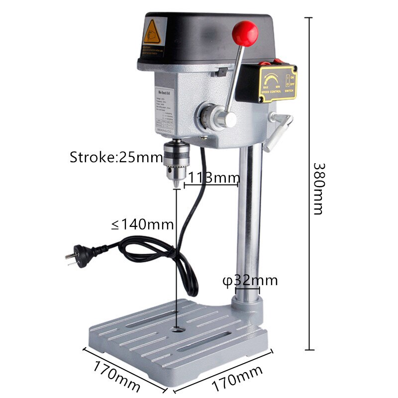 0.6mm - 6.5mm High-accuracy Mini Rotary Drill Press Bench Tools 340W 220V