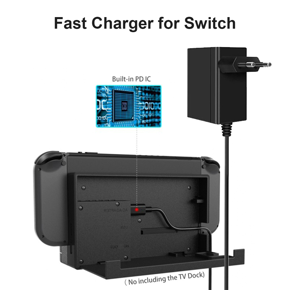 Eu/us stik ac adapter oplader til nintendo switch ns spilkonsol væg rejse hjem 5v 2.6a hurtig opladning usb type c strømforsyning