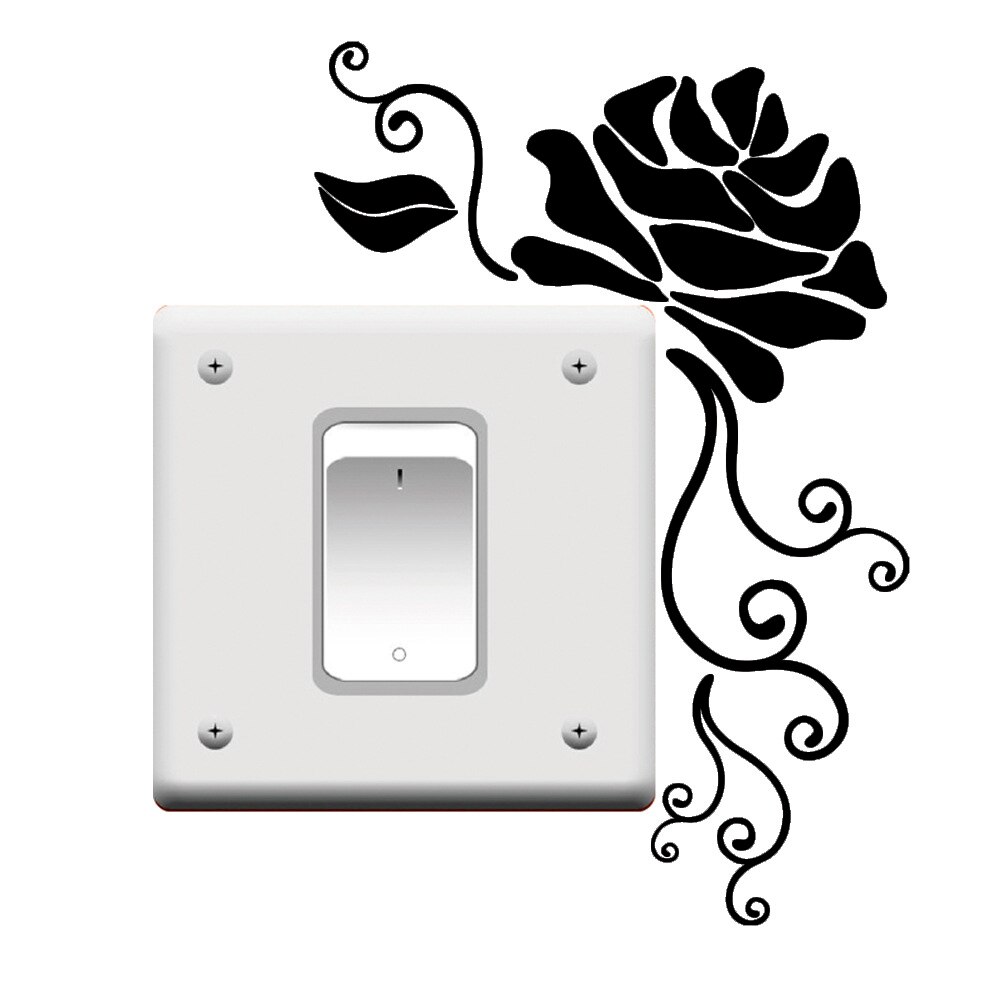 Flowers bloom Light Switch Funny Wall Decal Vinyl Sticker: Black