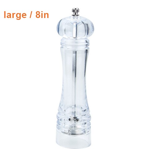 Molinillo acrílico de sal, pimienta, molinillo Manual de pimienta, molinillo para sal y especias, herramienta de molienda transparente, molinillo de pimienta para condimentos: Transparent - large