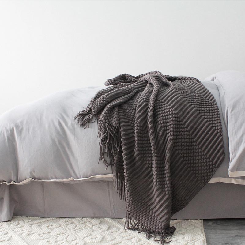Couvre-lit tricoté en tricot à bulles | Couverture de canapé de lit de 34, couvre-lit de l'europe solide, pour lits de voyage, de télévision, sieste en voiture