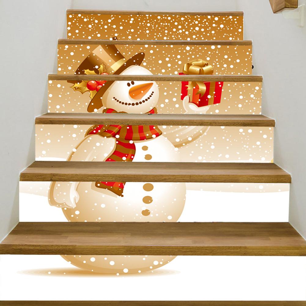 Leuke Sneeuwman Print Trap Trap Sticker Adhesive Decal Kerst Home Decor