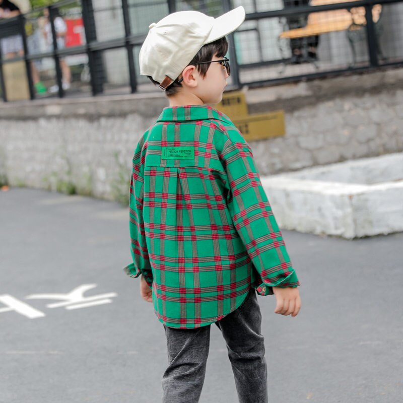 Camisa a cuadros para niños, coreana, camisas de algodón de manga larga para adolescentes, 3, 4, 5, 6, 7, 8, 9, 10, 11, 12, 13, 14