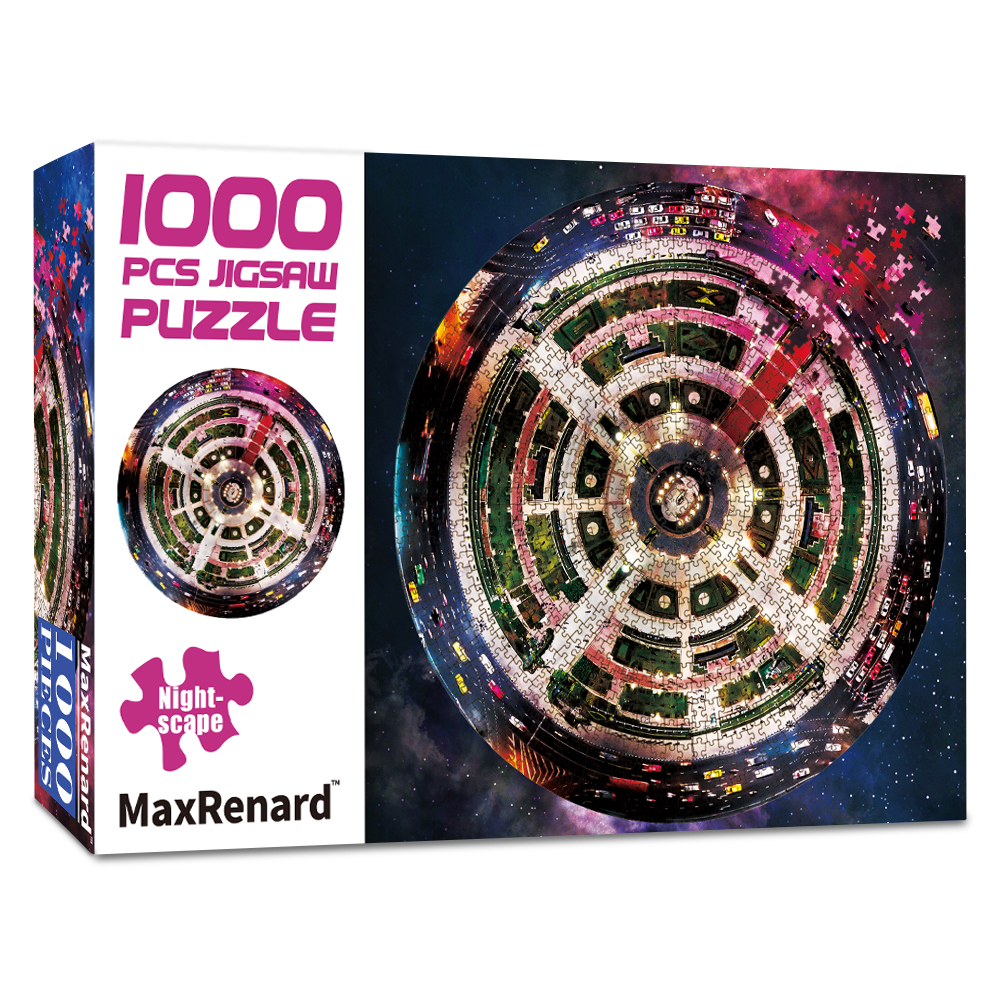 MaxRenard 1000 Pieces Round Shape Jigsaw Puzzles for Adults 70*70cm Paper Assembling Painting Puzzles for Adults: Nightscape