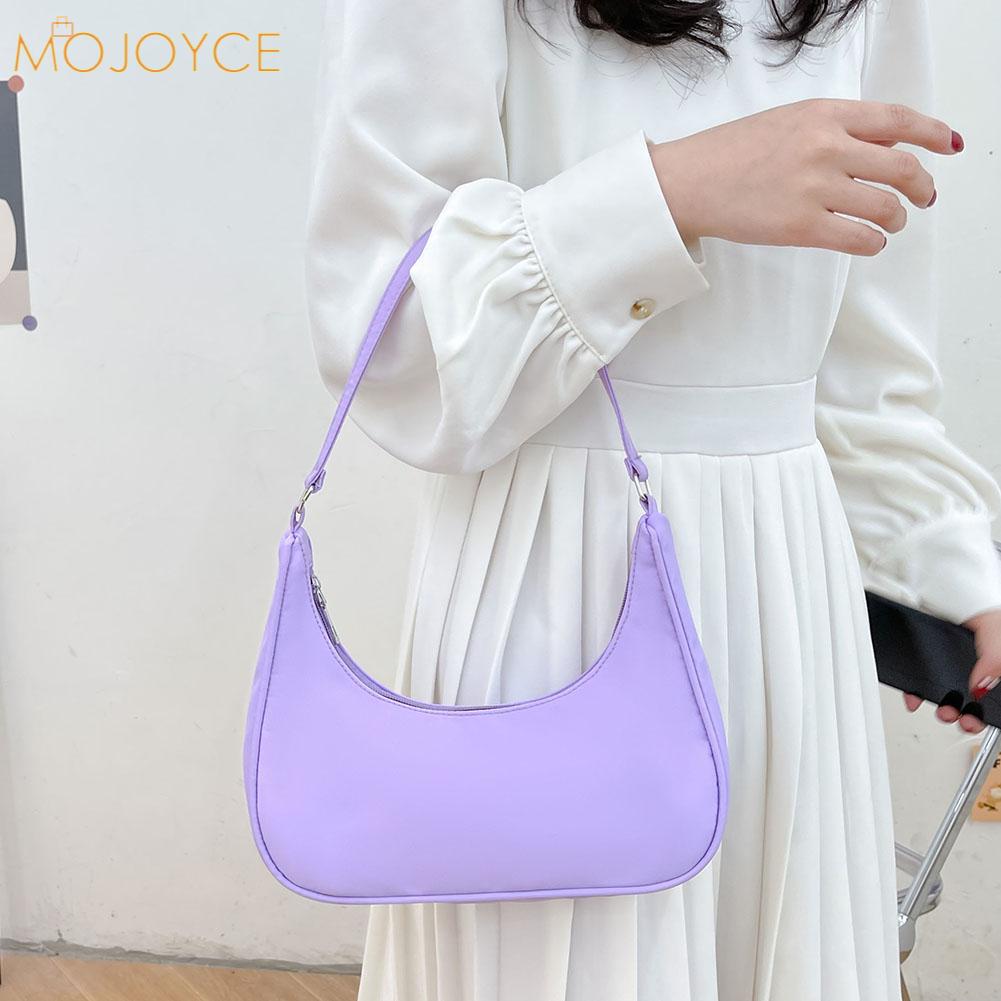 Mode Vrouwen Pure Kleur Schouder Onderarm Zwervers Zakken Casual Dames Rits Kleine Portemonnee Top-Handvat Handtas