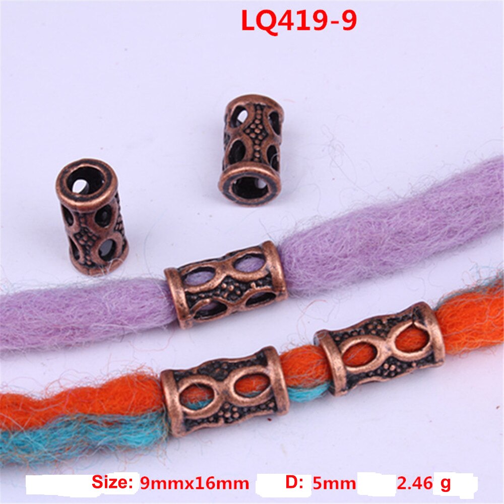 10Stck retro Silber Metall Haar flechten Furcht Dreadlock Bart Perlen Ringe Rohr ca 6mm Innen See Schmuck 15 stil: LQ419-9