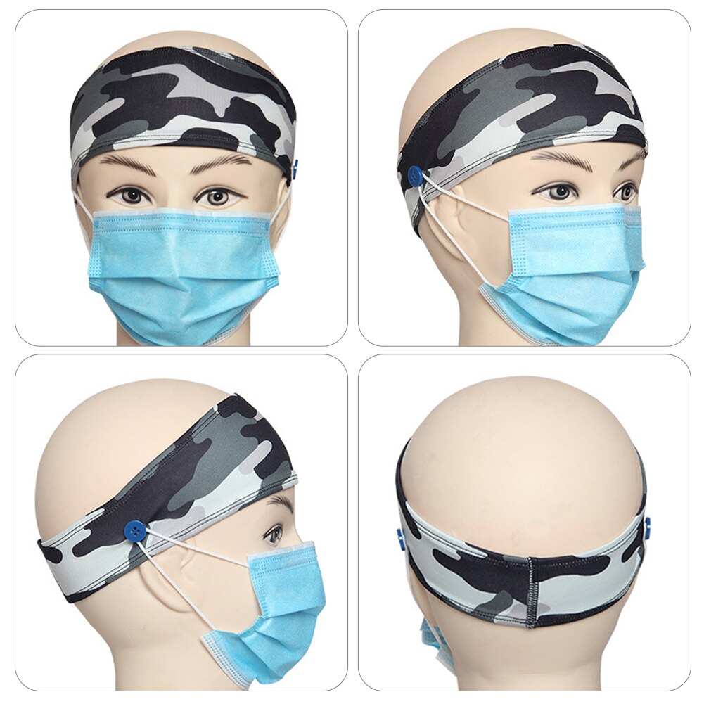Sport Hoofdband Elastische Anti Zweet Camouflage Driehoek Hoofdband Zweet Absorptie Band Met Knoppen Voor Outdoor Sport Hoofdband