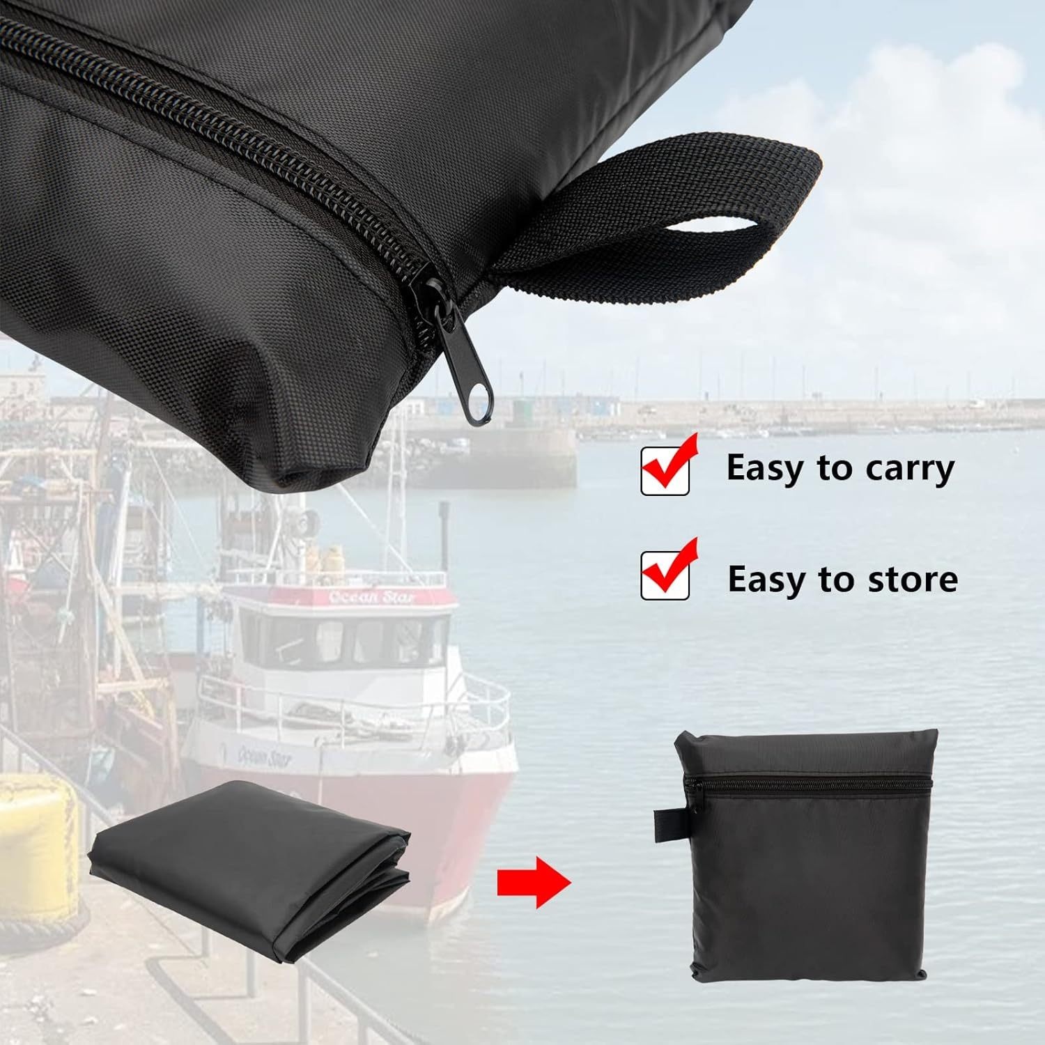 1pc Engine Boat Cover PA Waterproof Rainproof Boat Cover, 420D Boat Cover 6-225HP, Waterproof Rainproof Rowing Boat Cover