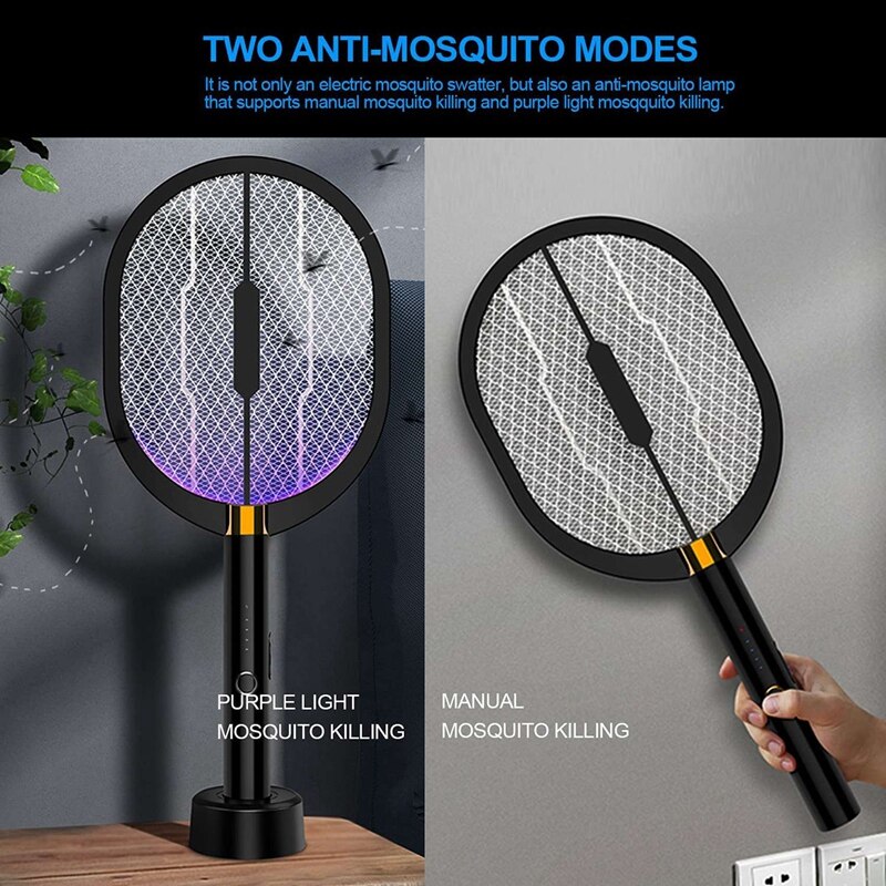3In1 Elektrische Fly Swatters(2- Packs),3000Volt Bug Zapper Rackets, oplaadbare Mug Killer Racket Voor Thuis, Kantoor