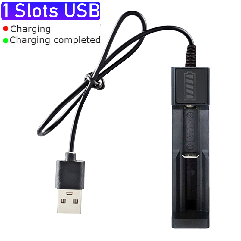 Chargeur de batterie 18650, 1/2/4 emplacements, double chargeur de batterie au Lithium Rechargeable 18650, Compatible avec plusieurs Batteries: Gris foncé