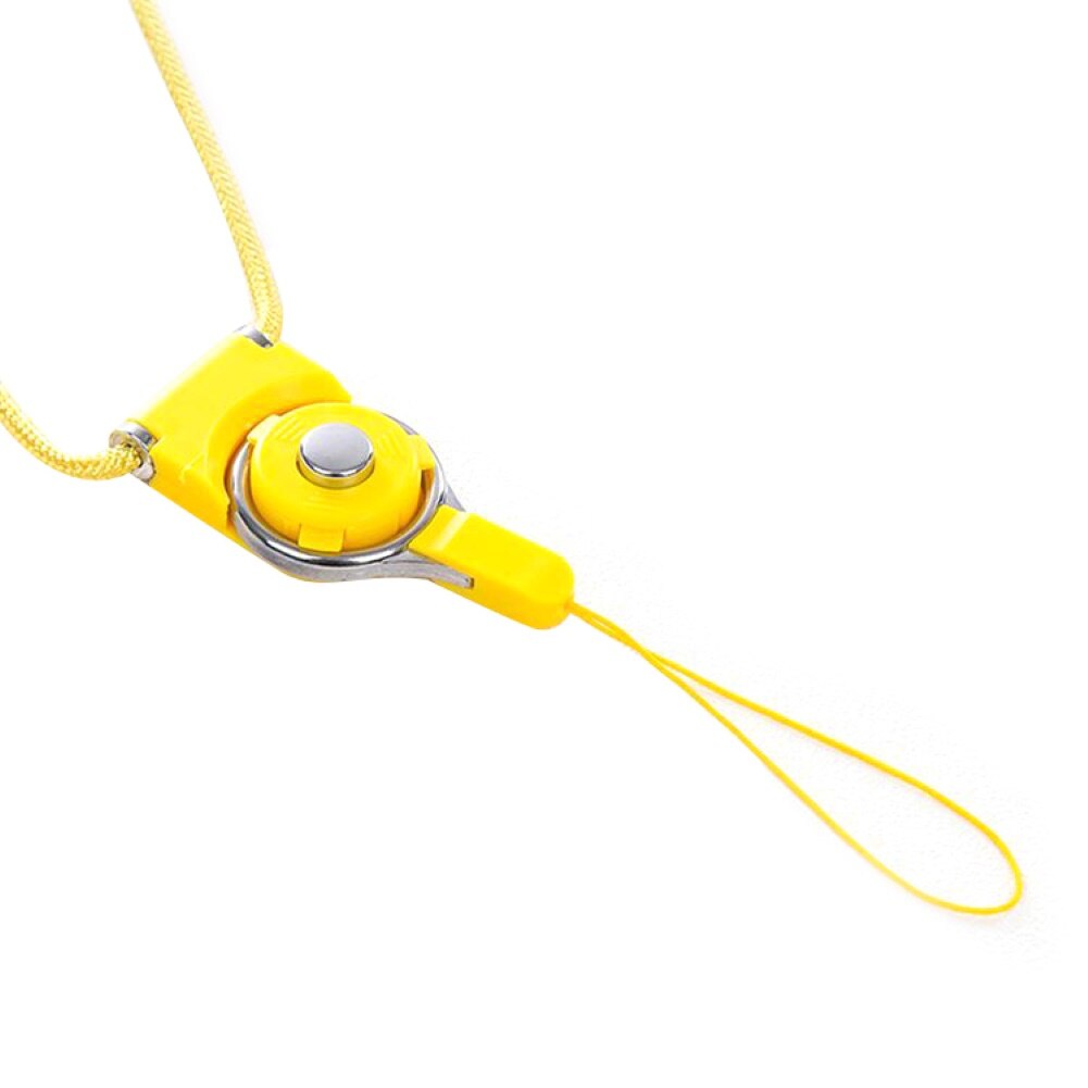 Universal Detachable Mobile Phone Case Lanyard Strap Finger Neck Hanging Rope: Yellow