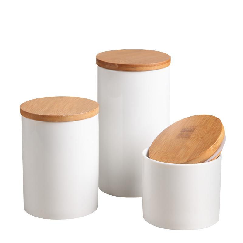 Bocal de rangement avec couvercle en céramique et en bois, bouteille de rangement pour aliments, café, thé, bonbons, Pot d'assaisonnement, décoration à bureau scellé