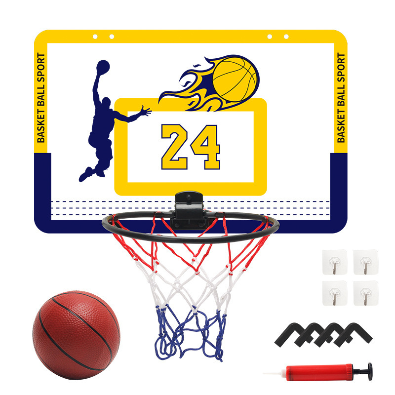 Mini aro de baloncesto para interiores, conjunto de aro de ejercicio para el hogar, soporte de marco de pared, elevación para adolescentes, cesta de puerta, tablero colgante, juego de habitación: YELLOW