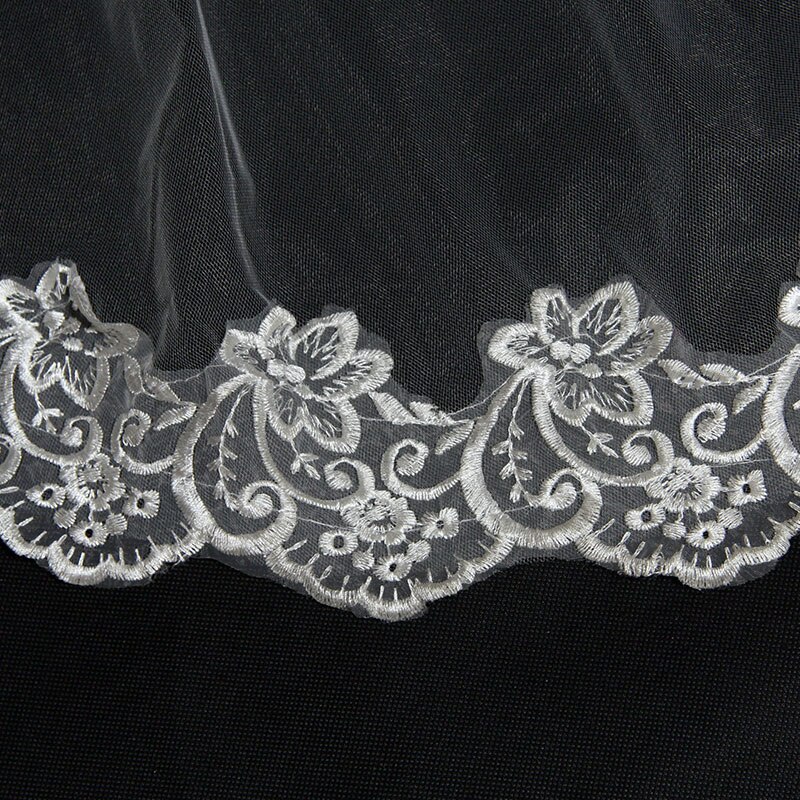 Vrouwen Kant Bruiloft Sluier 3 Meter Lange Kathedraal Met Kam Een Laag Tull Applicaties Bridal Veils