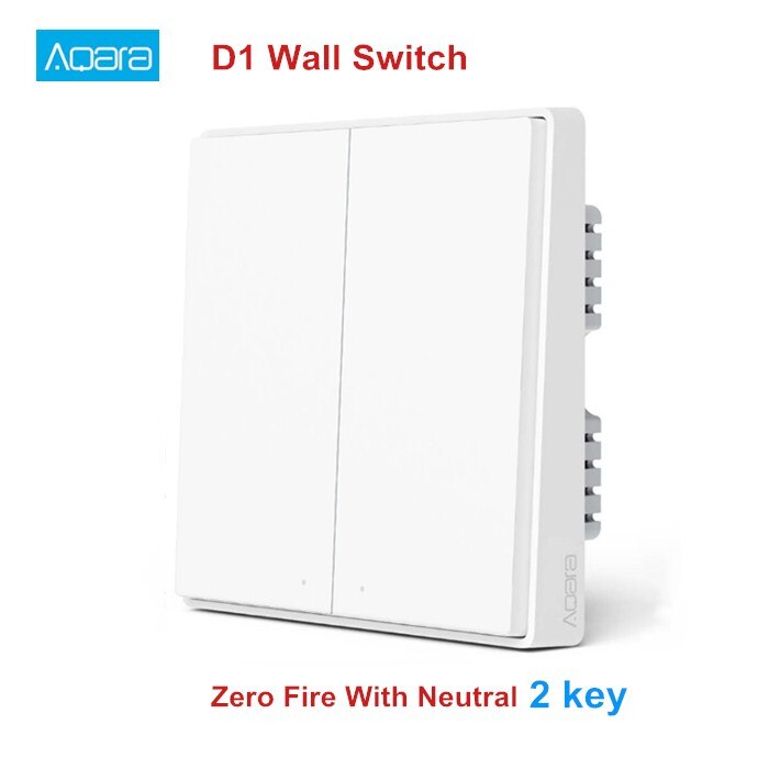 Aqara Smart Wall Switch D1 Zigbee Wireless Remote Control Light Switch Neutral Fire Wire 1/2/3 Button For Mijia HomeKit APP: With Neutral 2 key