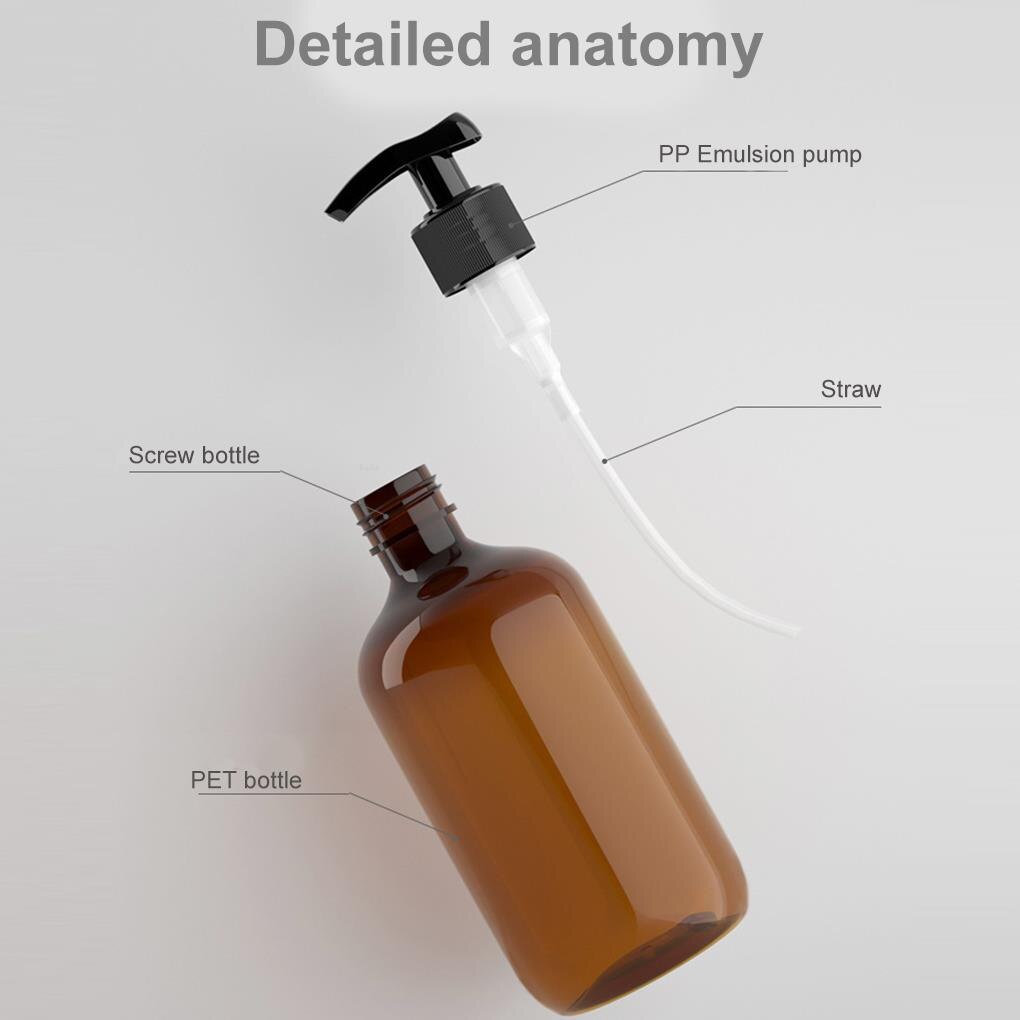 500ml PET Refillable Empty Bottle Shampoo Lotion Press Pump Makeup Dispenser Plastic Container, Deep Green