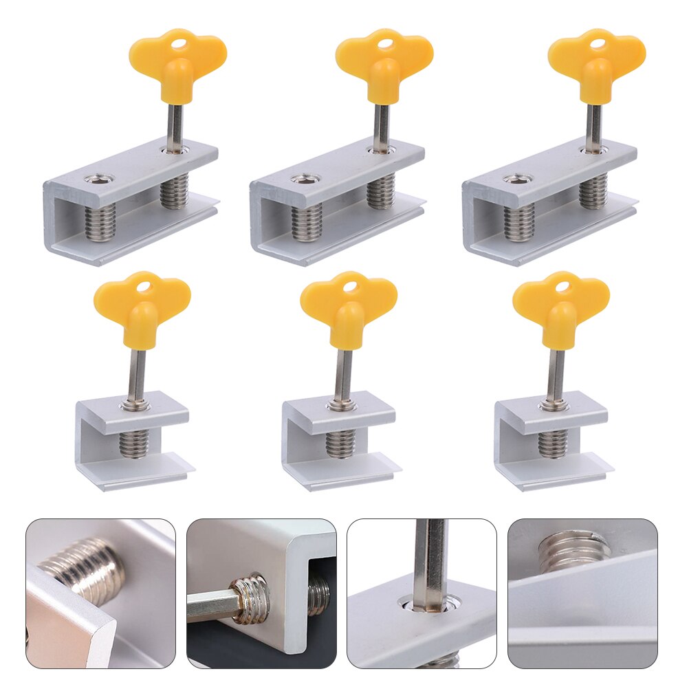 6pcs Adjustable Sliding Window Locks Aluminum Alloy Window Locks with Key