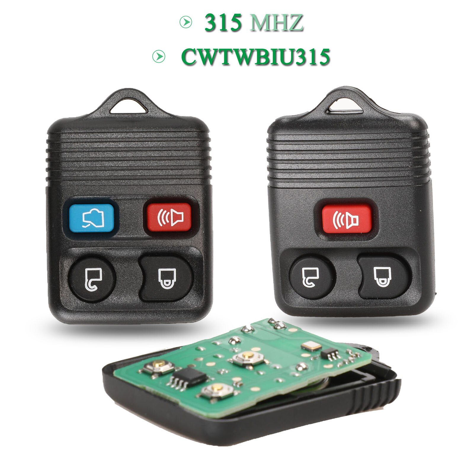 Llave remota de 3/4 botones para coche Ford, mando a distancia de entrada sin llave, 315Mhz, reemplazo completo de Control inteligente