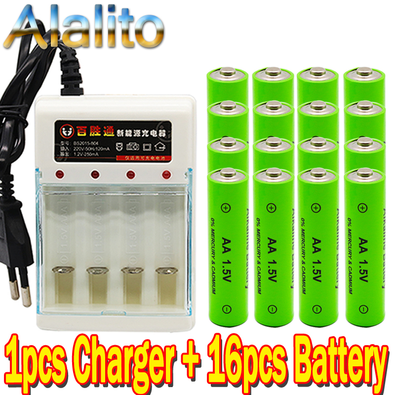 AA Batterie 3000 1,5 V Quanlity Akku AA 3000mAh NI-MH 1,5 V Wiederaufladbare 2A Batterie 3000mAh + ladegerät: Gold