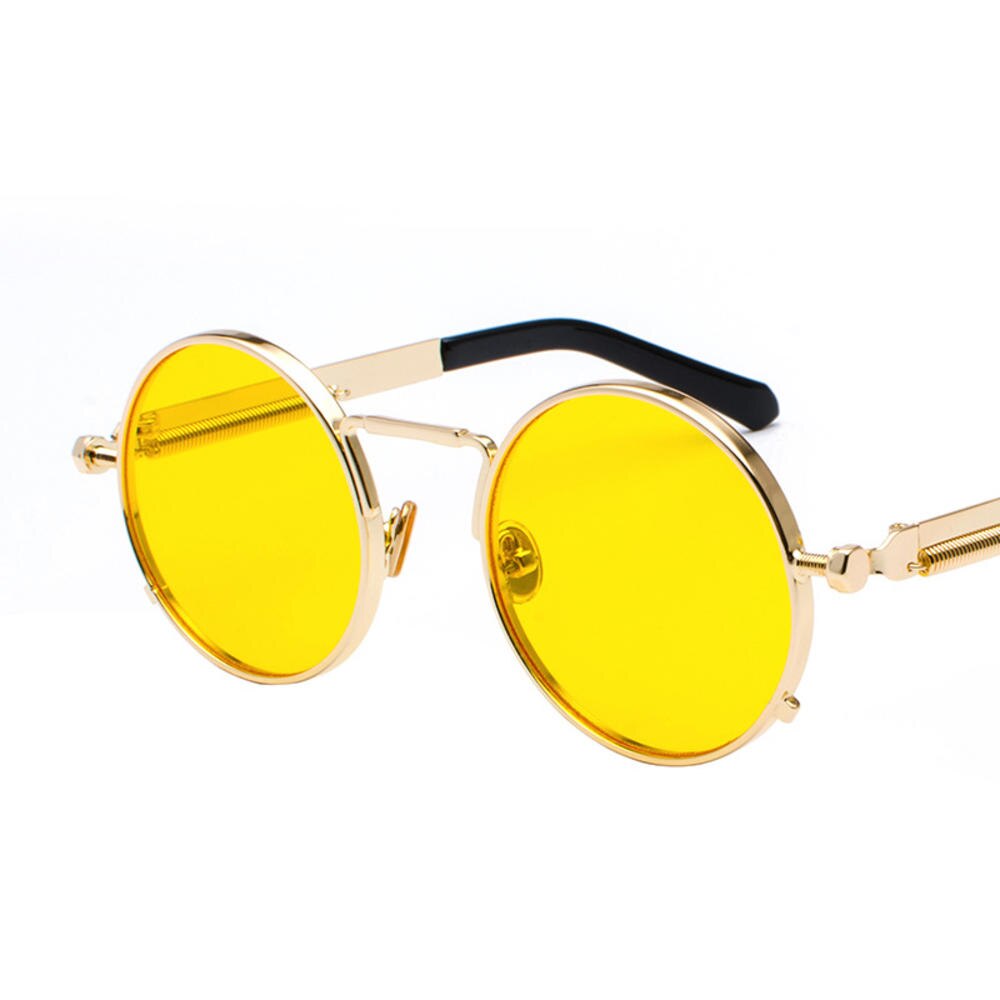 Retro punk stil runde polariserede solbriller mænd kvinder mærke runde metalstel solbriller: C8