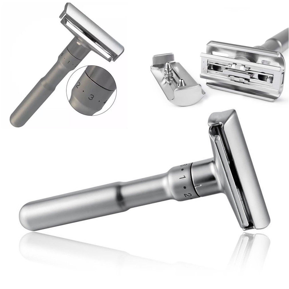 Butterfly Safety Razor & 10 Double Edge Blades Classic Shaving Vintage