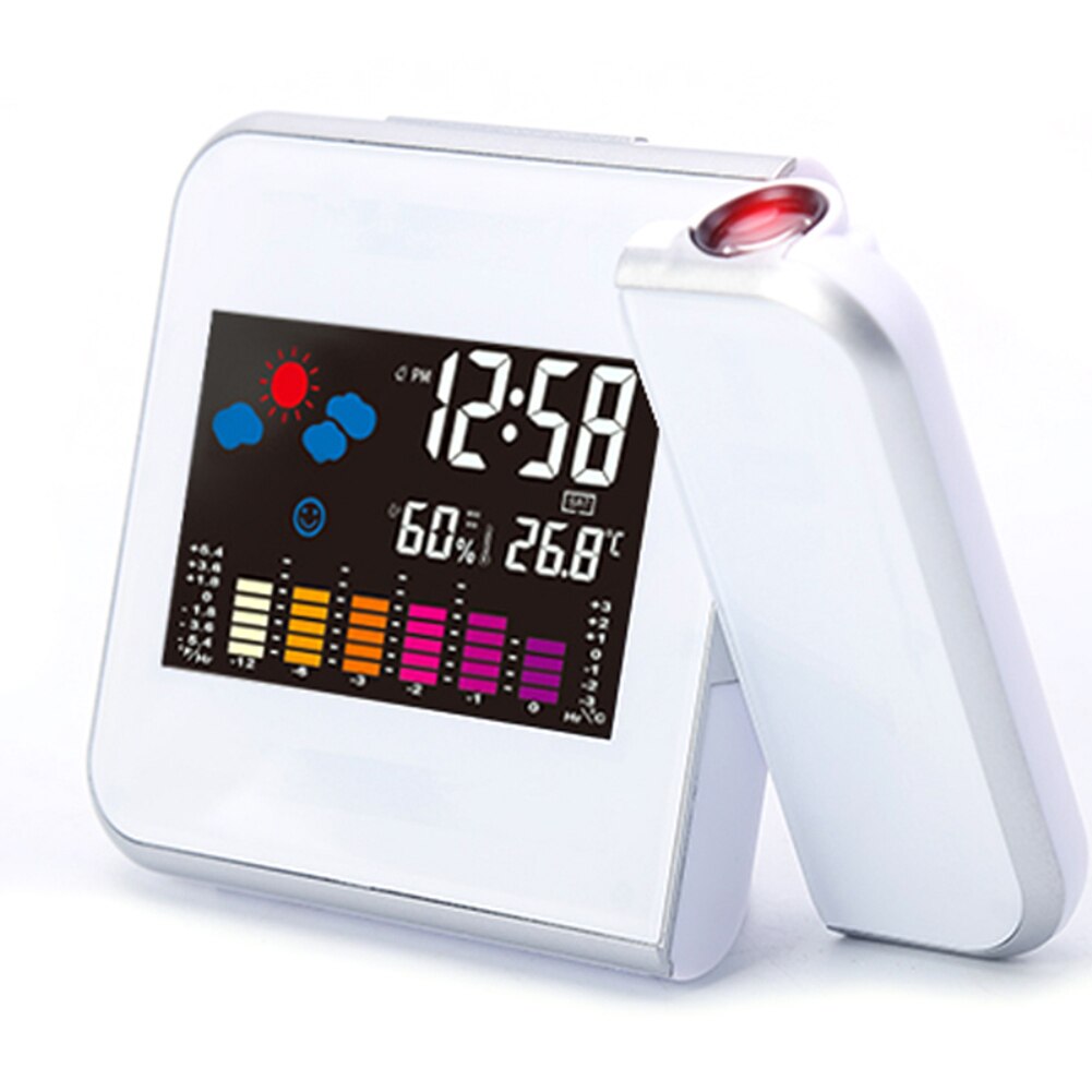 Reloj de sobremesa Led, reloj de alarma de proyección, reloj Digital con función de despertador, proyector retroiluminado, relojes digitales de escritorio con proyección de tiempo: Blanco