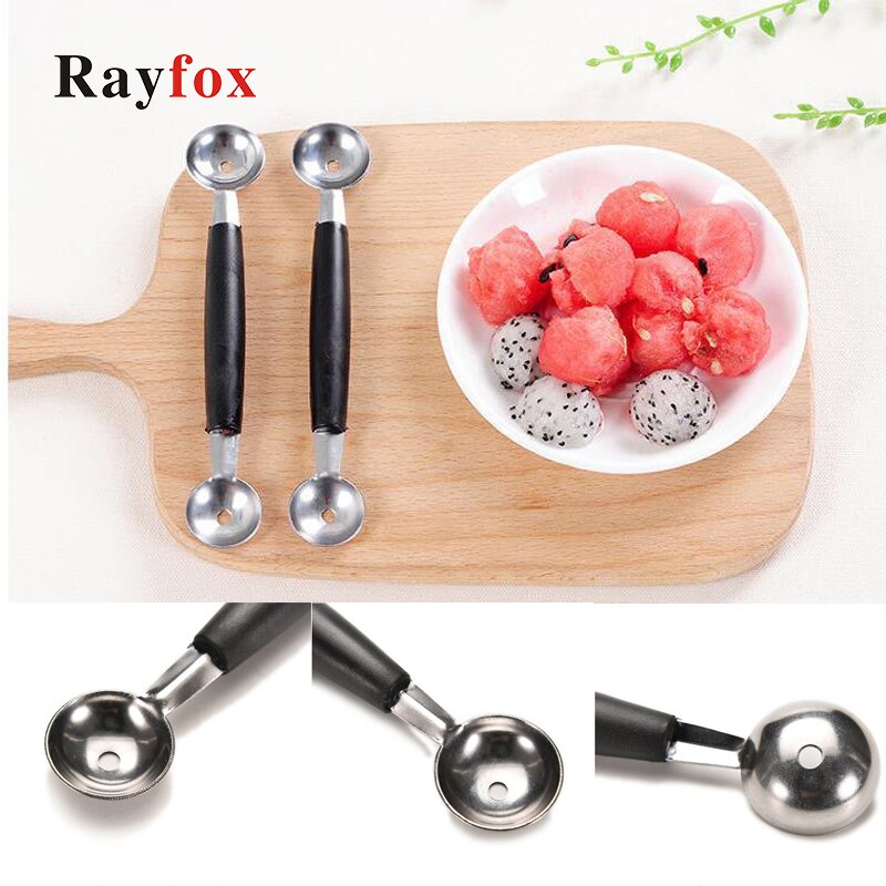 Utensilios de cocina multiusos de acero inoxidable de doble cabeza, cuchara para excavar sandía, bola para fruta, accesorios de cocina